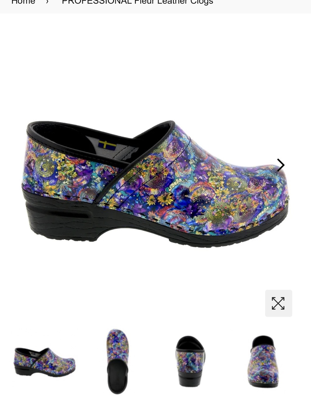Bjork- Professional Floral Leather Clog - Women (Purple Multi)